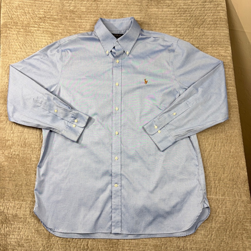Polo Ralph Lauren Mens XL Classic Fit Light Blue Oxford Button Down Shirt 17.5